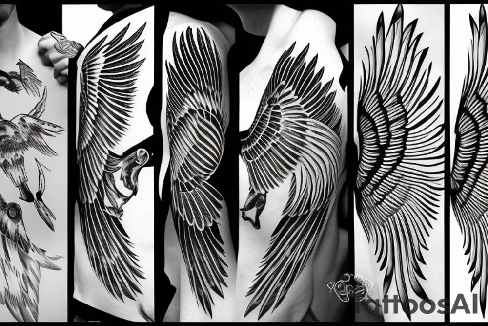 flying eagle symmetrical tattoo idea