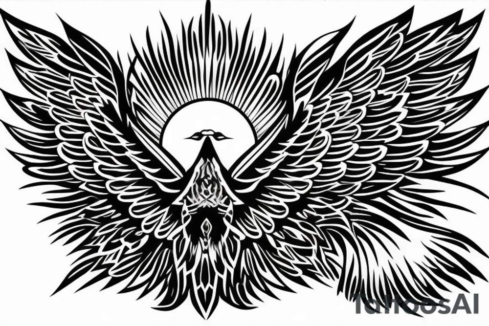 flying eagle symmetrical tattoo idea