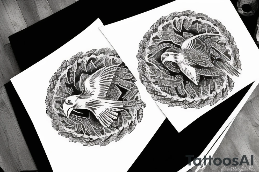 flying eagle symmetrical tattoo idea
