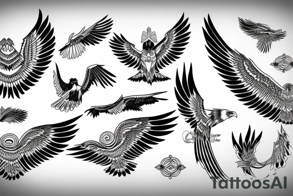 flying eagle symmetrical tattoo idea