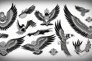 flying eagle symmetrical tattoo idea