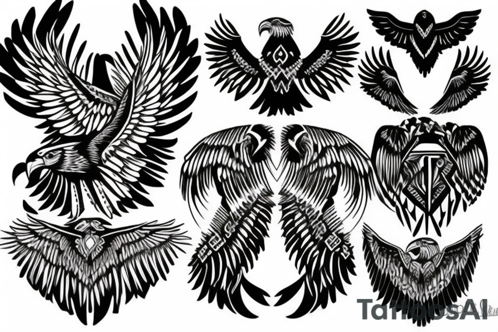 flying eagle symmetrical tattoo idea