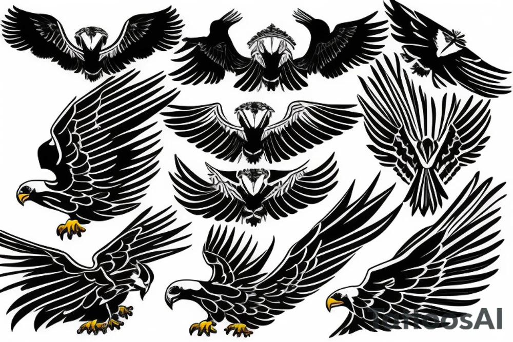 flying eagle symmetrical tattoo idea
