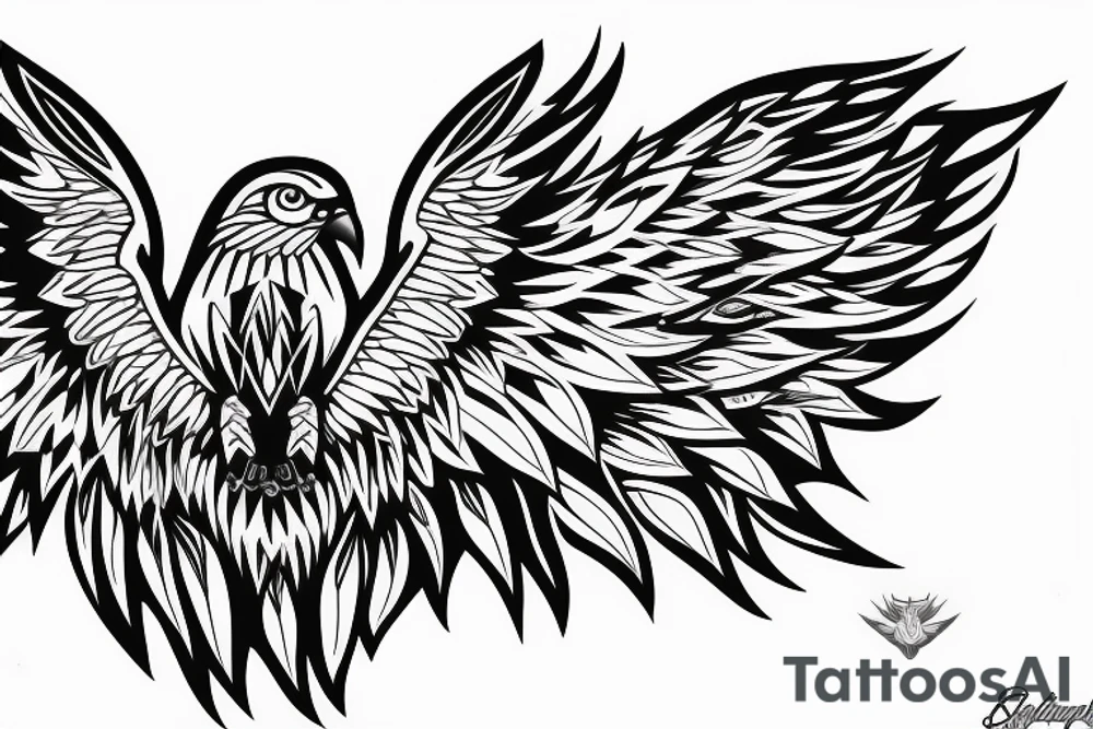 flying eagle symmetrical tattoo idea