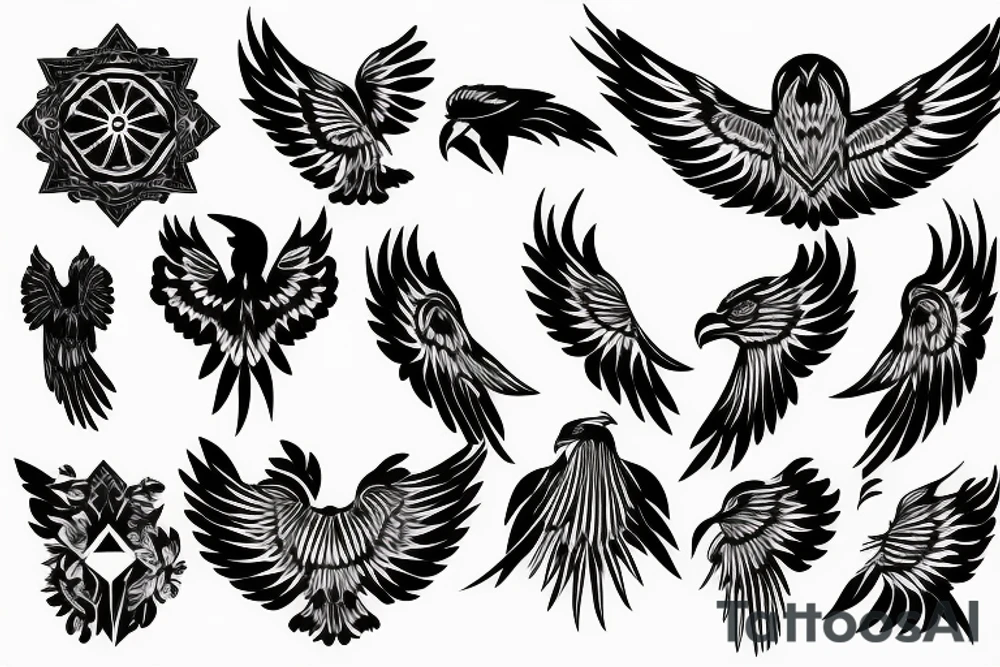 flying eagle symmetrical tattoo idea