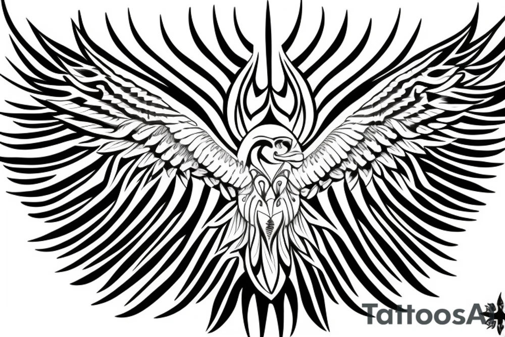 flying eagle symmetrical tattoo idea