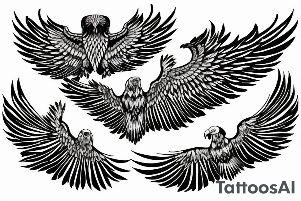 flying eagle symmetrical tattoo idea