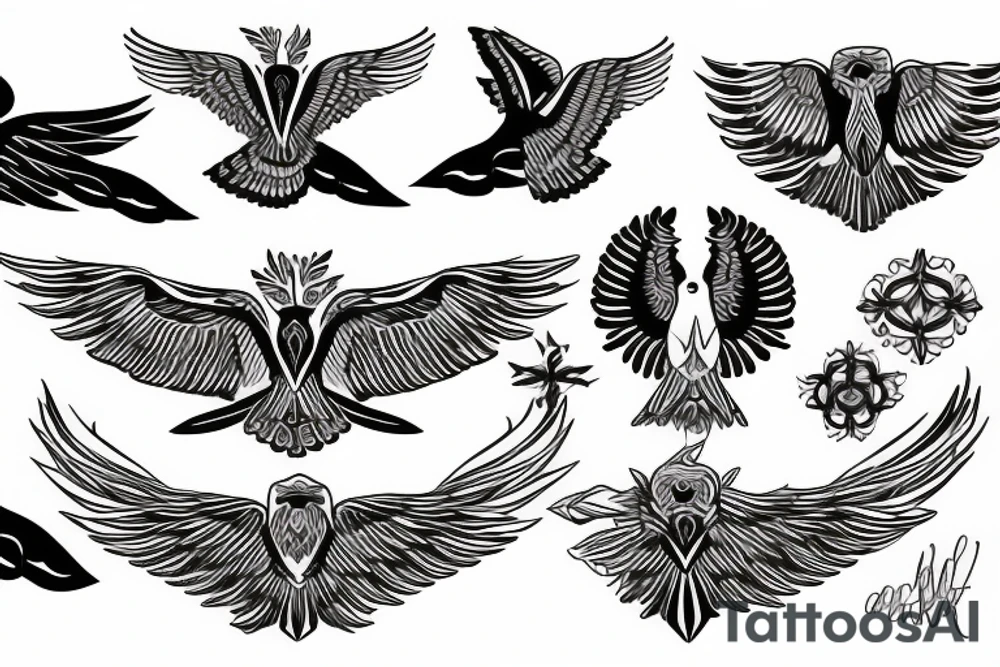 flying eagle symmetrical tattoo idea