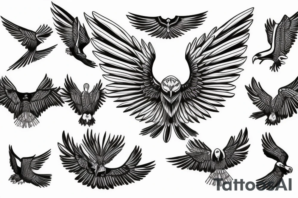 flying eagle symmetrical tattoo idea