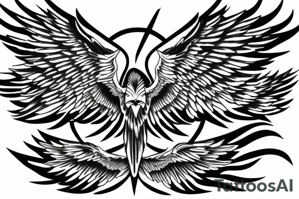 flying eagle symmetrical tattoo idea