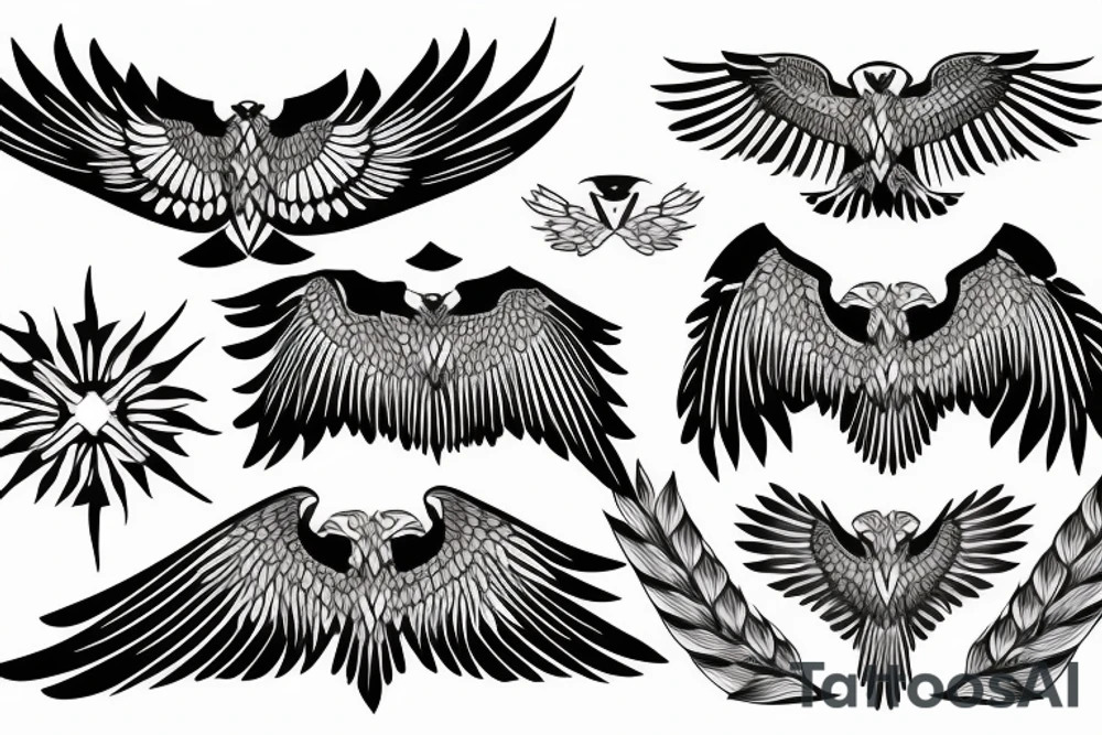 flying eagle symmetrical tattoo idea