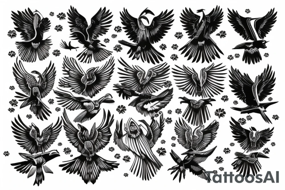 flying eagle symmetrical tattoo idea