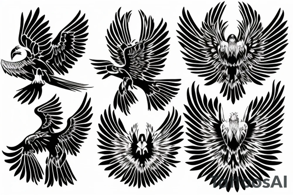 flying eagle symmetrical tattoo idea