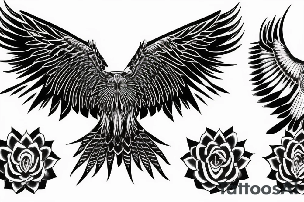 flying eagle symmetrical tattoo idea