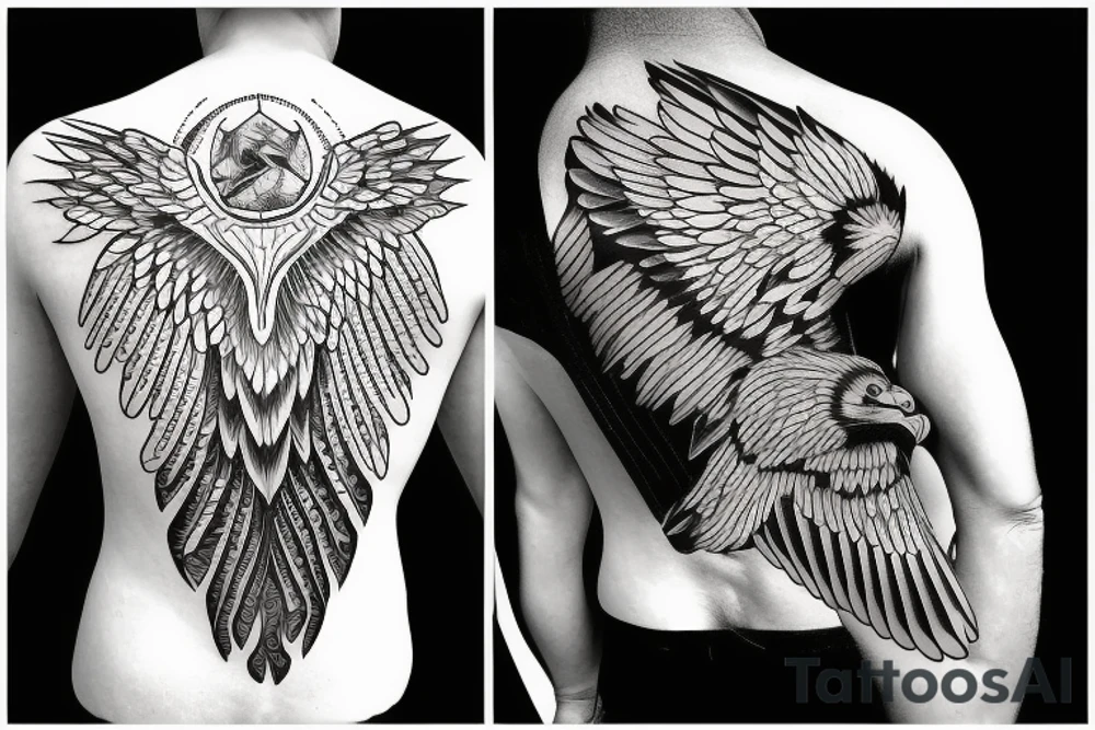 flying eagle symmetrical tattoo idea