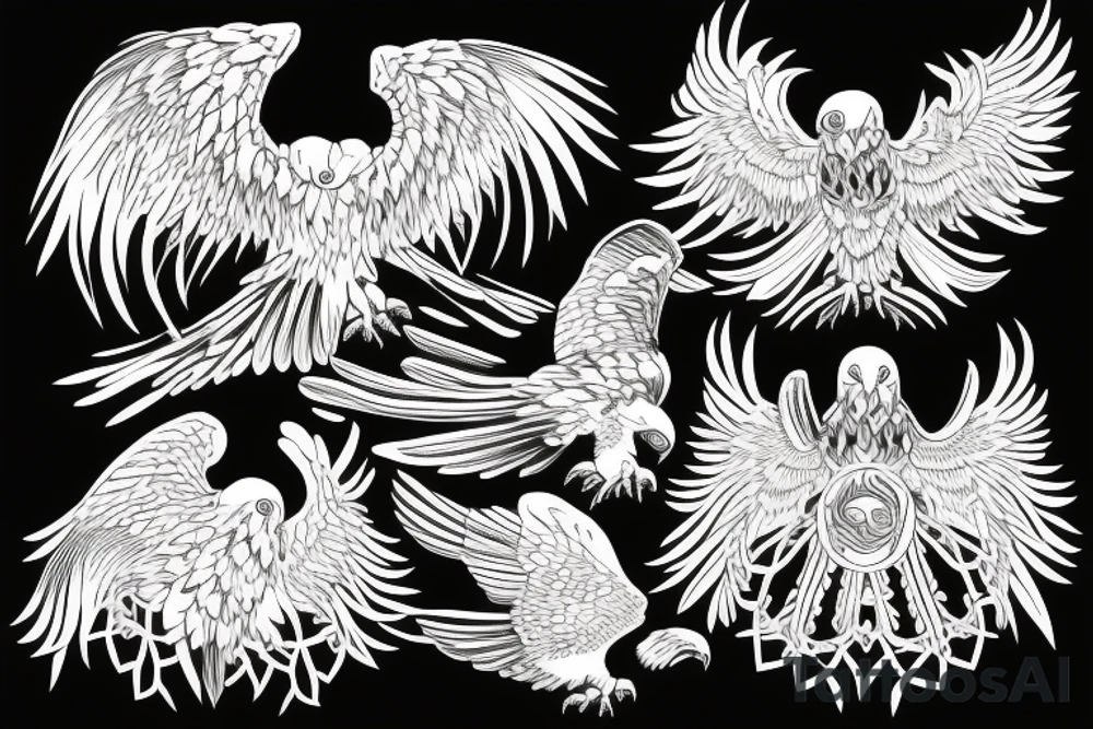 flying eagle symmetrical tattoo idea