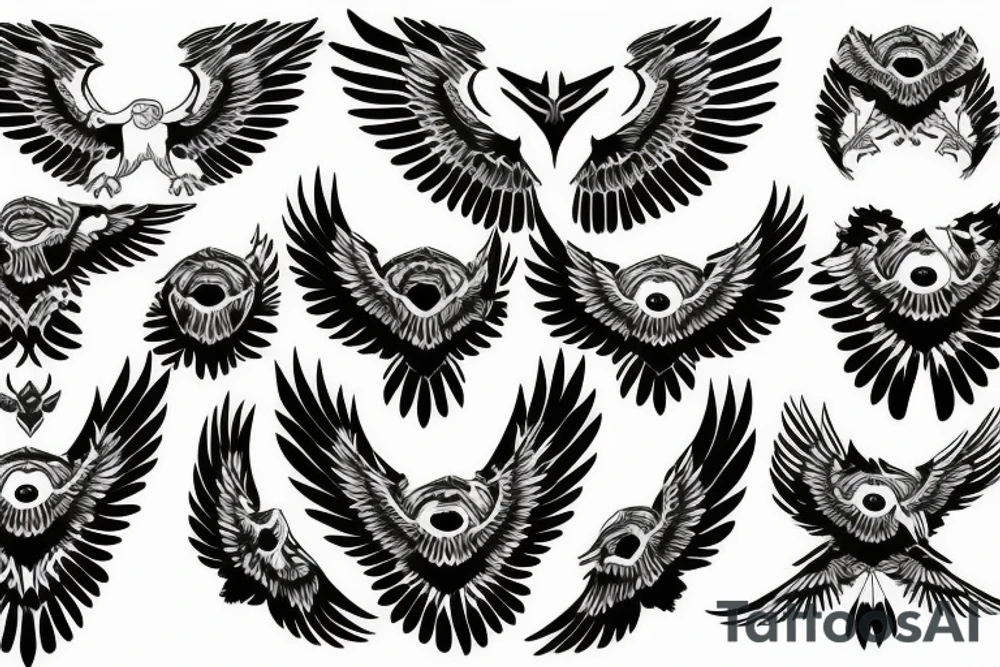 flying eagle symmetrical tattoo idea