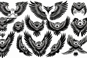 flying eagle symmetrical tattoo idea