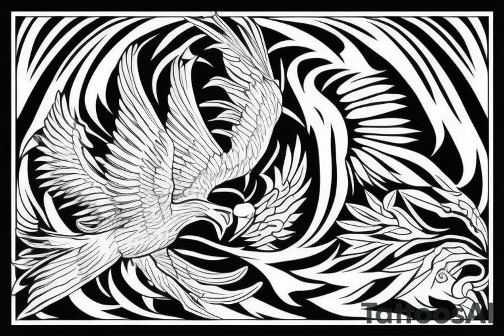 flying eagle symmetrical tattoo idea