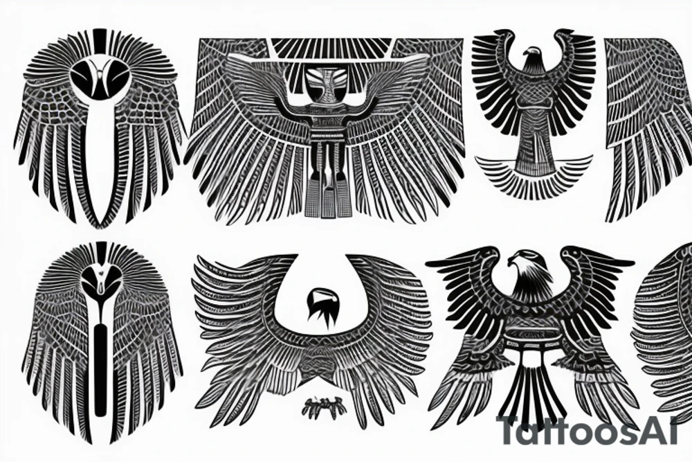 flying eagle symmetrical egyptian tattoo idea