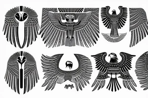 flying eagle symmetrical egyptian tattoo idea