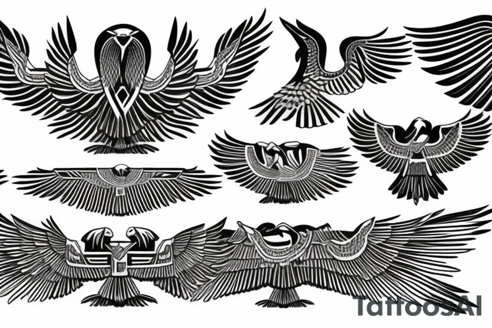 flying eagle symmetrical egyptian tattoo idea