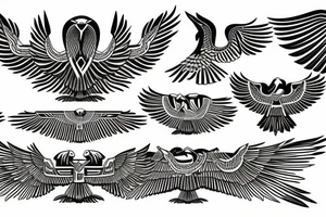 flying eagle symmetrical egyptian tattoo idea