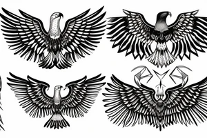 flying eagle symmetrical egyptian tattoo idea