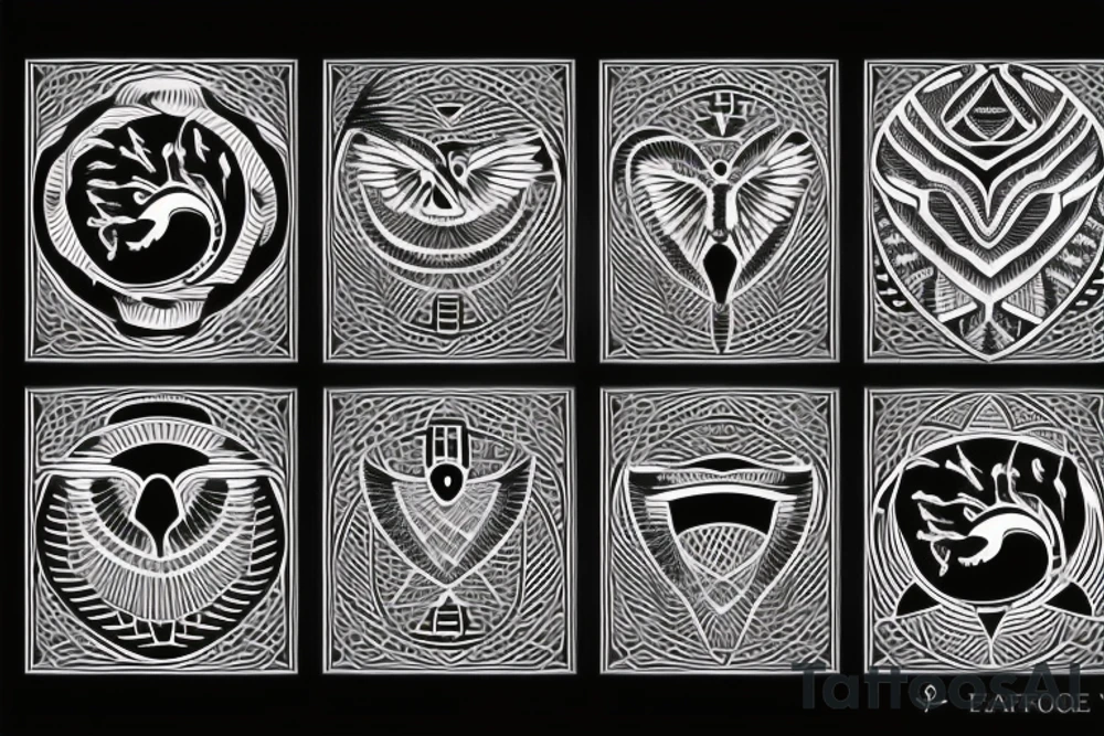flying eagle symmetrical egyptian tattoo idea