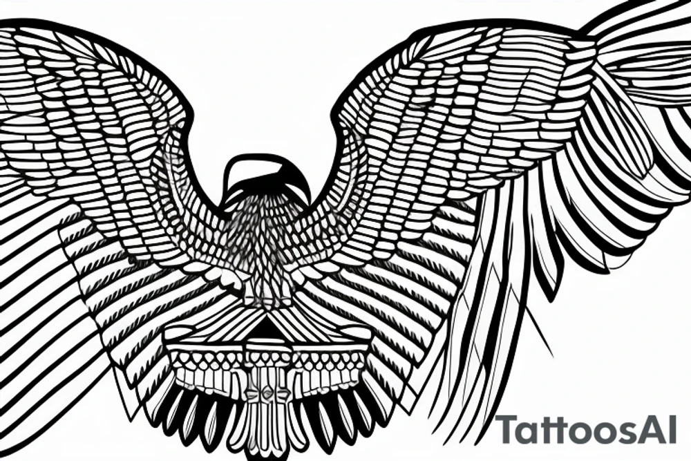 flying eagle symmetrical egyptian tattoo idea