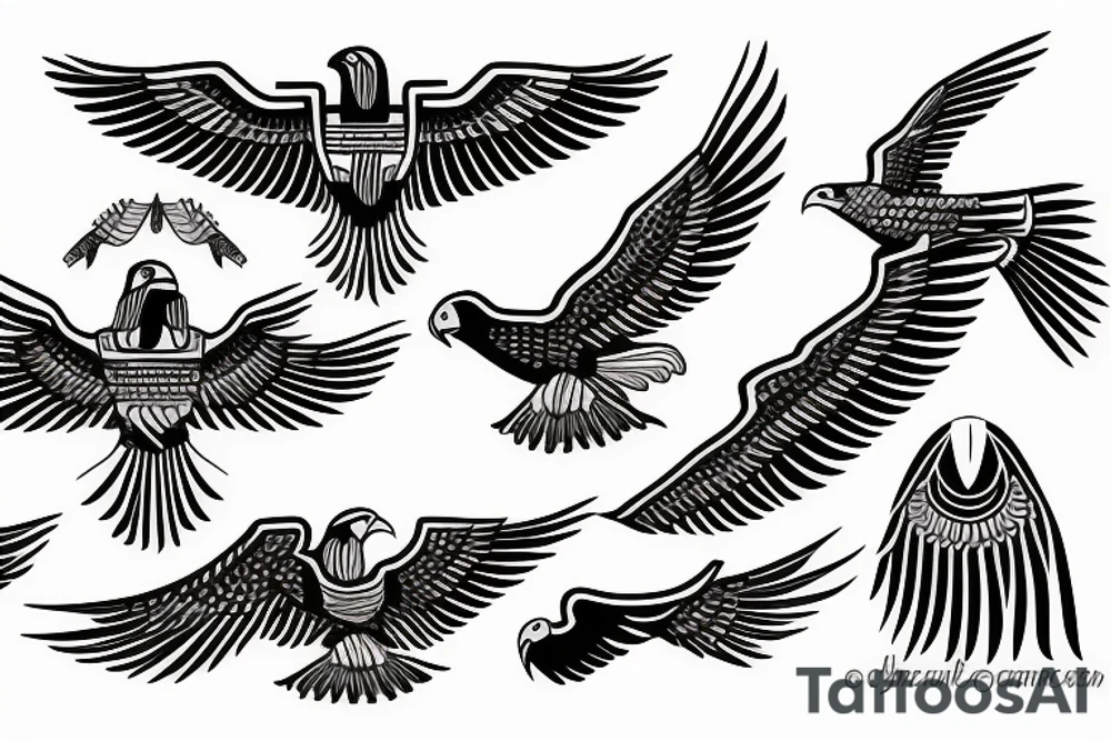 flying eagle symmetrical egyptian tattoo idea