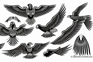 flying eagle symmetrical egyptian tattoo idea