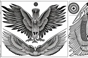 flying eagle symmetrical egyptian tattoo idea