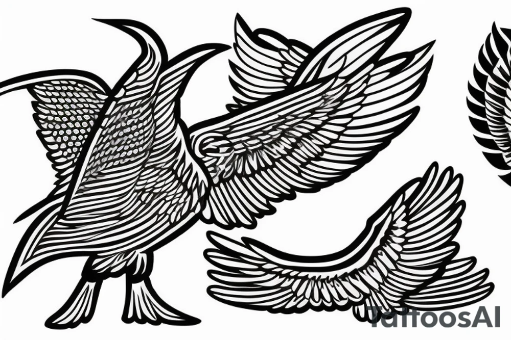 flying eagle symmetrical egyptian tattoo idea