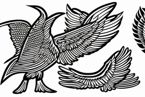 flying eagle symmetrical egyptian tattoo idea