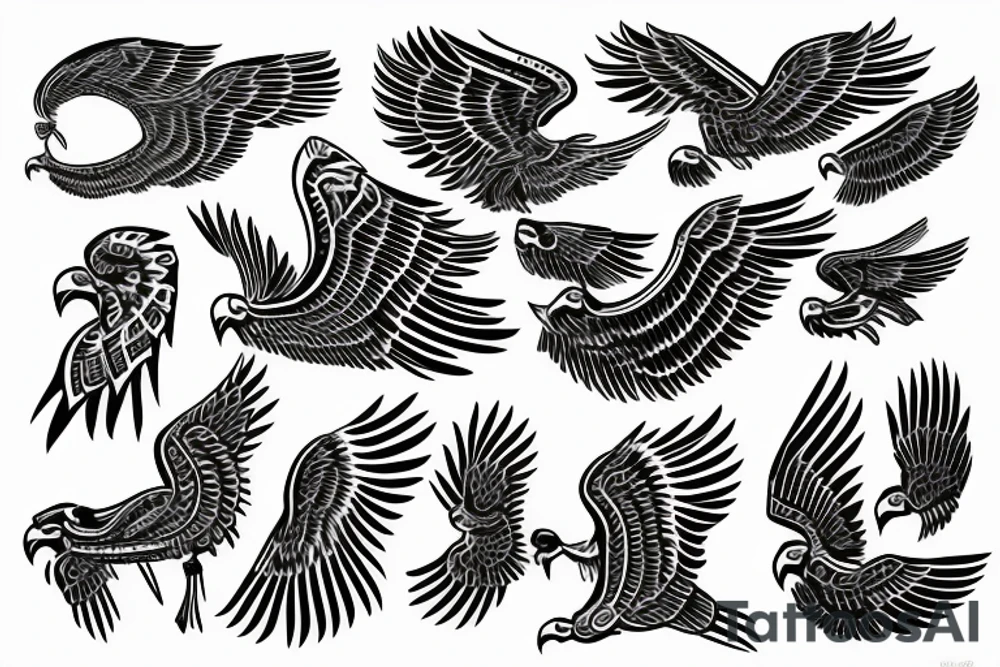 flying eagle symmetrical egyptian tattoo idea