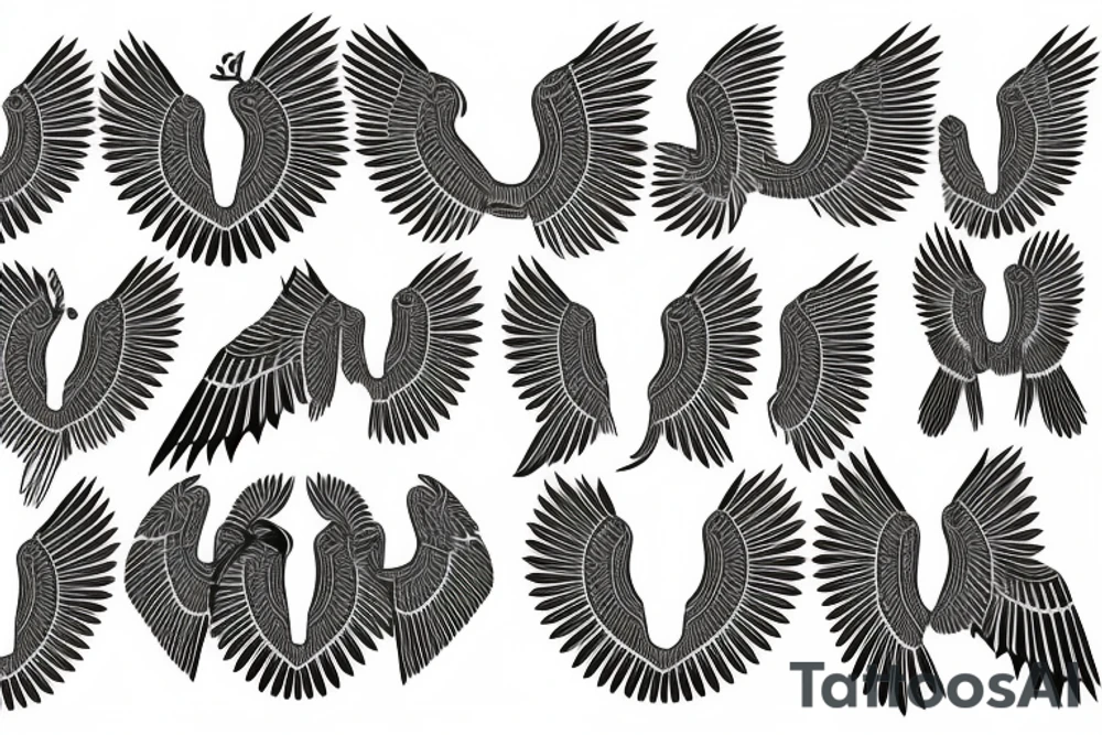 flying eagle symmetrical egyptian tattoo idea