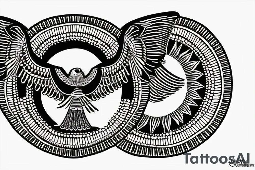 flying eagle symmetrical egyptian tattoo idea