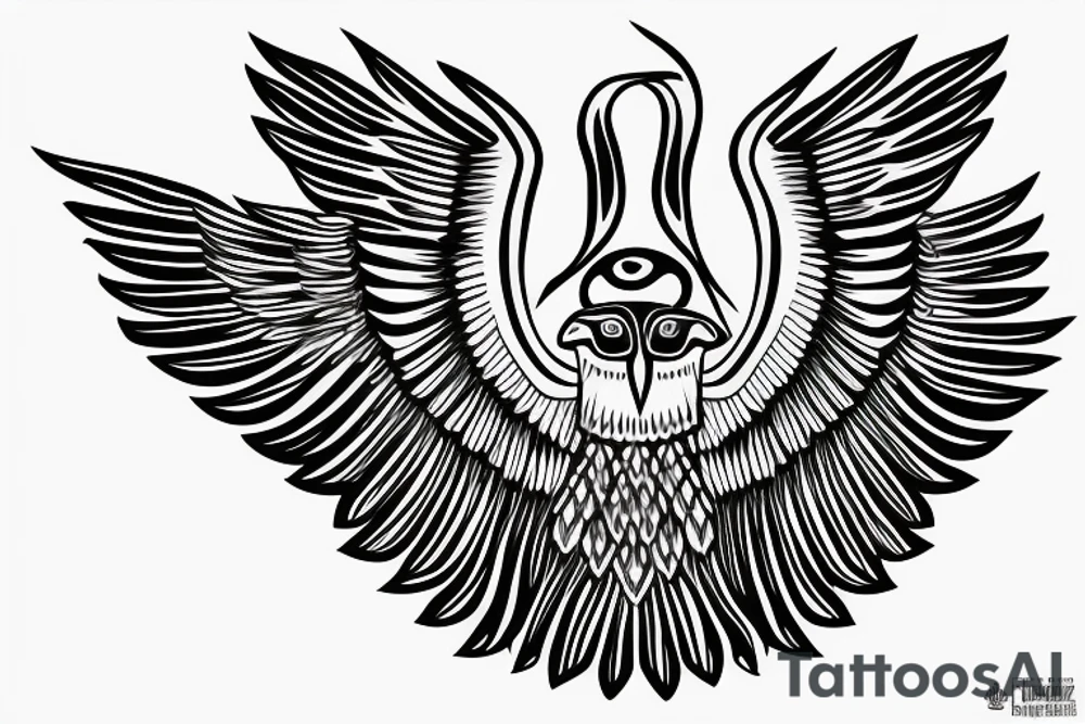 flying eagle symmetrical egyptian tattoo idea