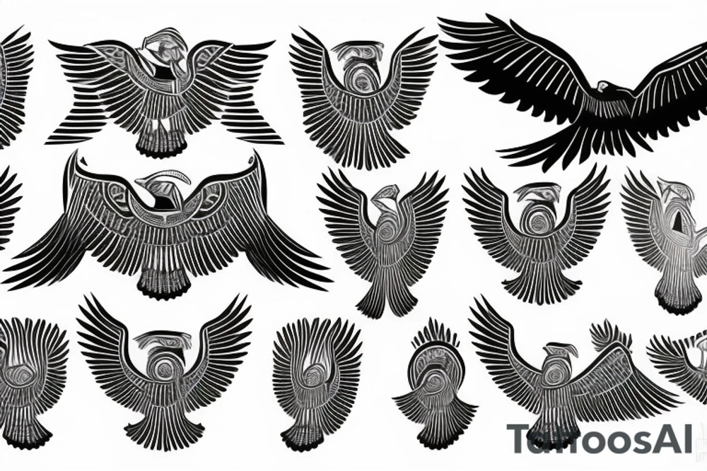flying eagle symmetrical egyptian tattoo idea