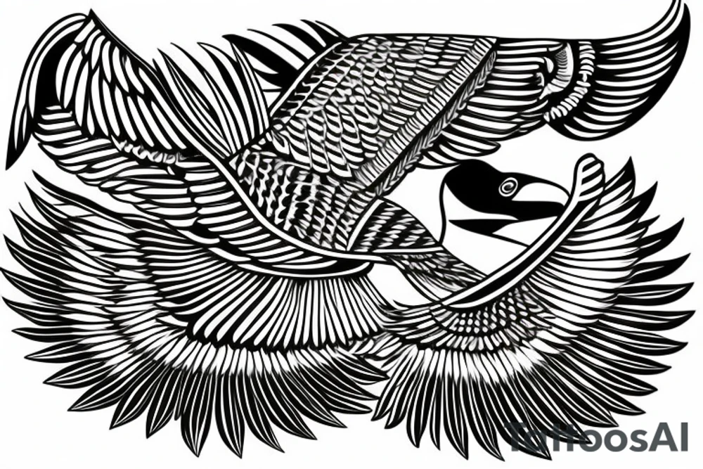 flying eagle symmetrical egyptian tattoo idea