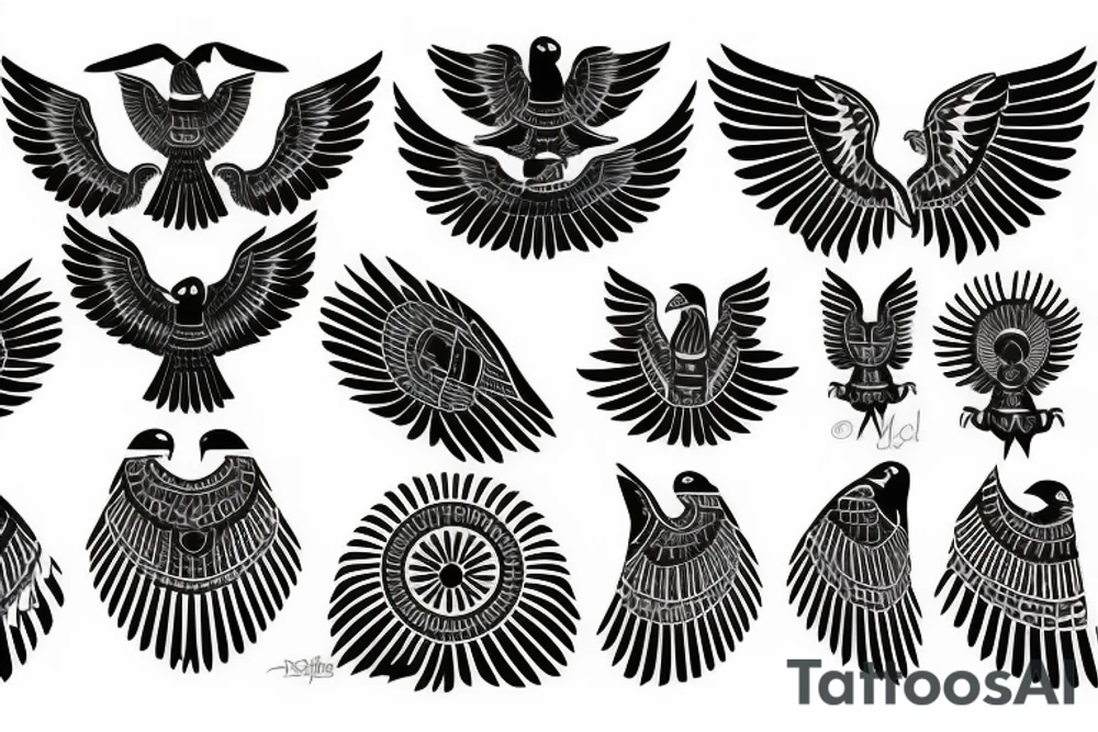 flying eagle symmetrical egyptian tattoo idea