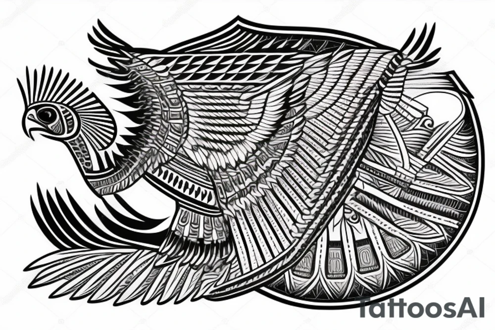 flying eagle symmetrical egyptian tattoo idea
