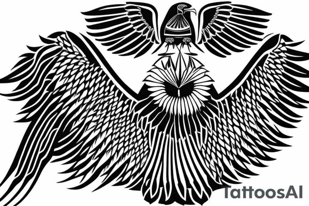 flying eagle symmetrical egyptian tattoo idea