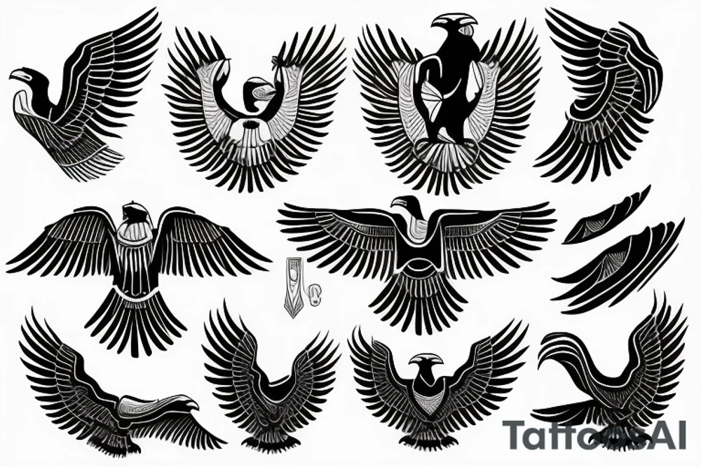 flying eagle symmetrical egyptian tattoo idea