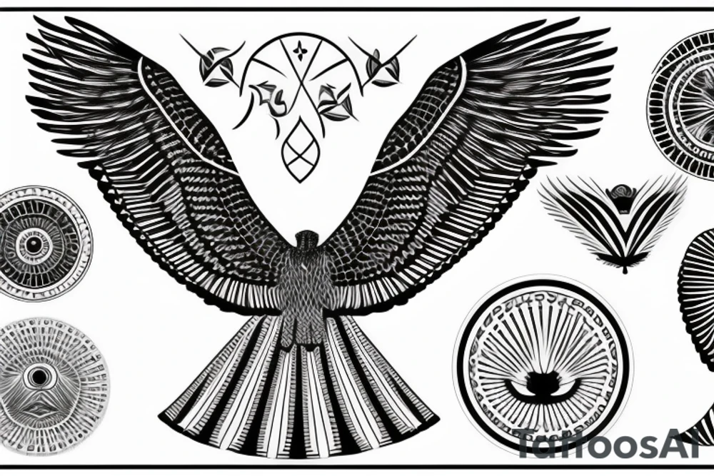 flying eagle symmetrical egyptian tattoo idea