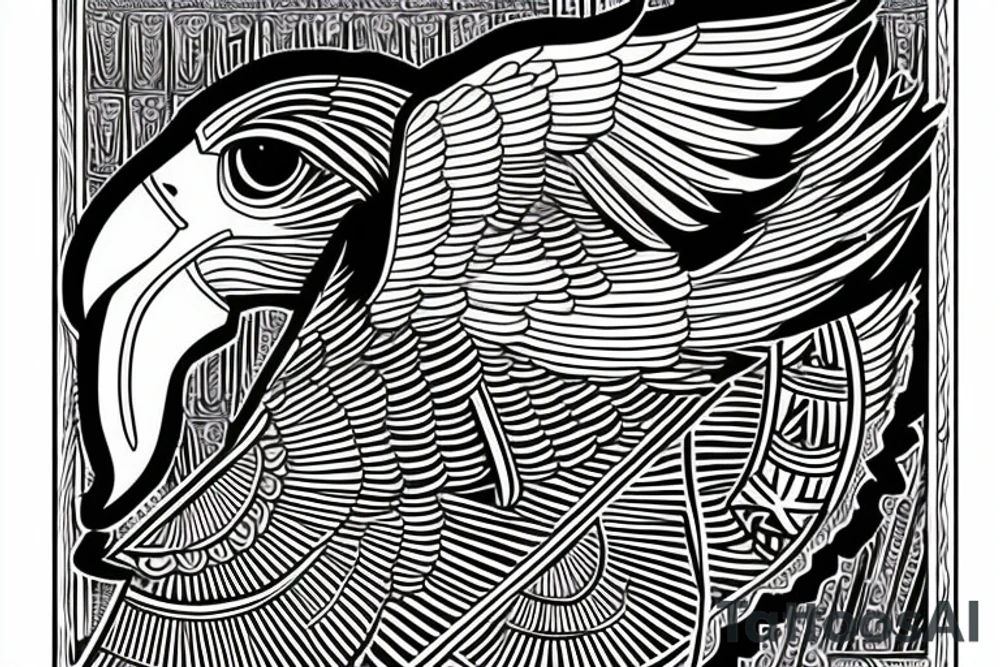 flying eagle symmetrical egyptian tattoo idea