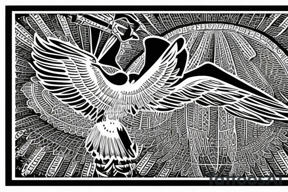 flying eagle symmetrical egyptian tattoo idea