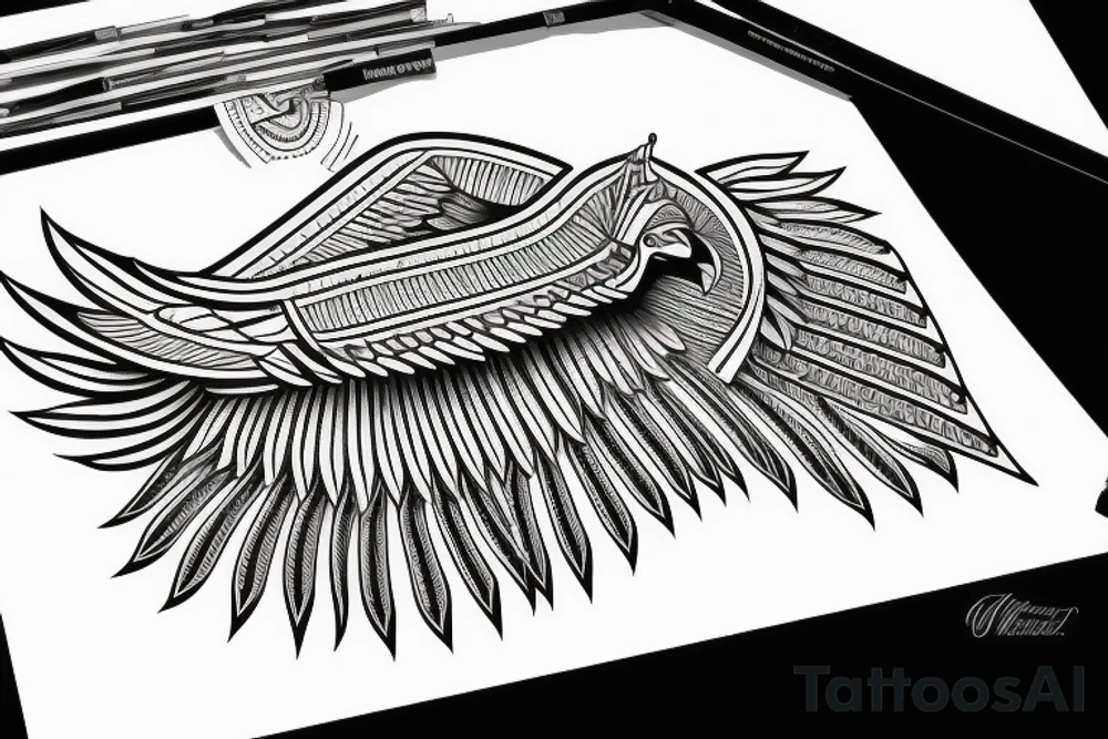 flying eagle symmetrical egyptian tattoo idea