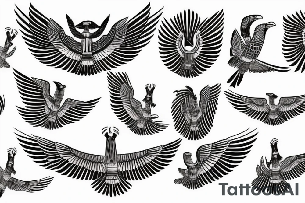 flying eagle symmetrical egyptian tattoo idea